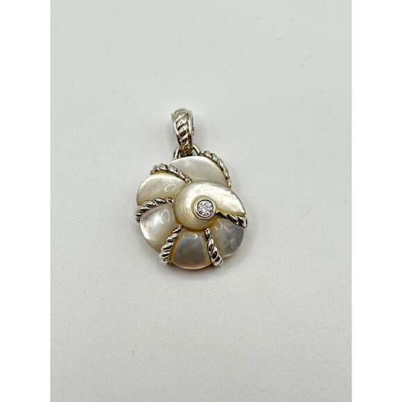 Judith Ripka Sterling Silver Mother Of Pearl Shell Pendant Vintage Design - Picture 1 of 8